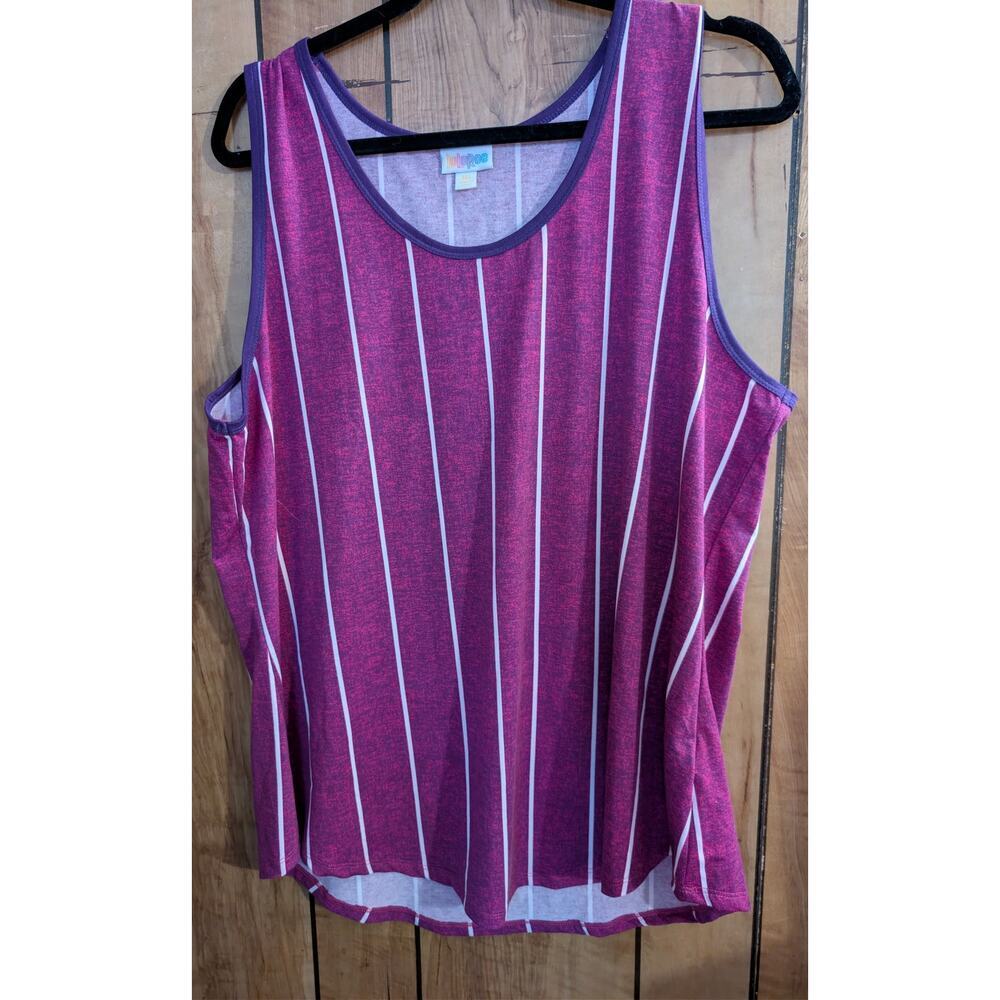 Lularoe Tank Top Plus Size 3X XXX‎ Pullover Shirt Purple White Sleeveless Cami